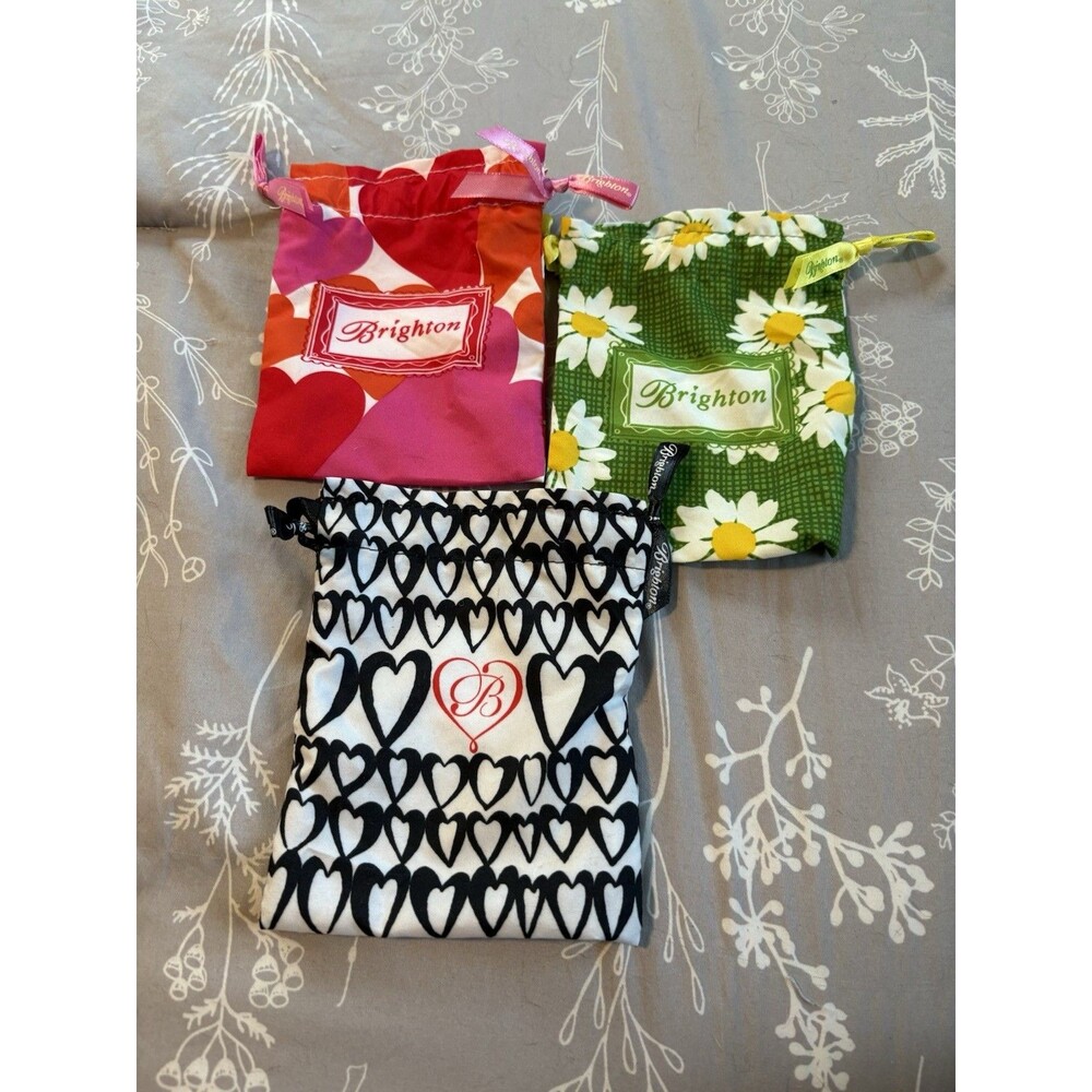 3 Brighton Small Drawstring Jewelry Pouch Colorful Storage Travel Dust Bags